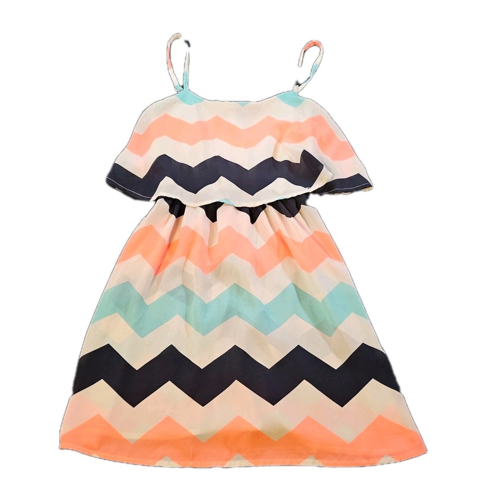 Women's Dress SZ Chevron Teal/Pink/Black Mini Romantic,Flowy,Party,Vacation